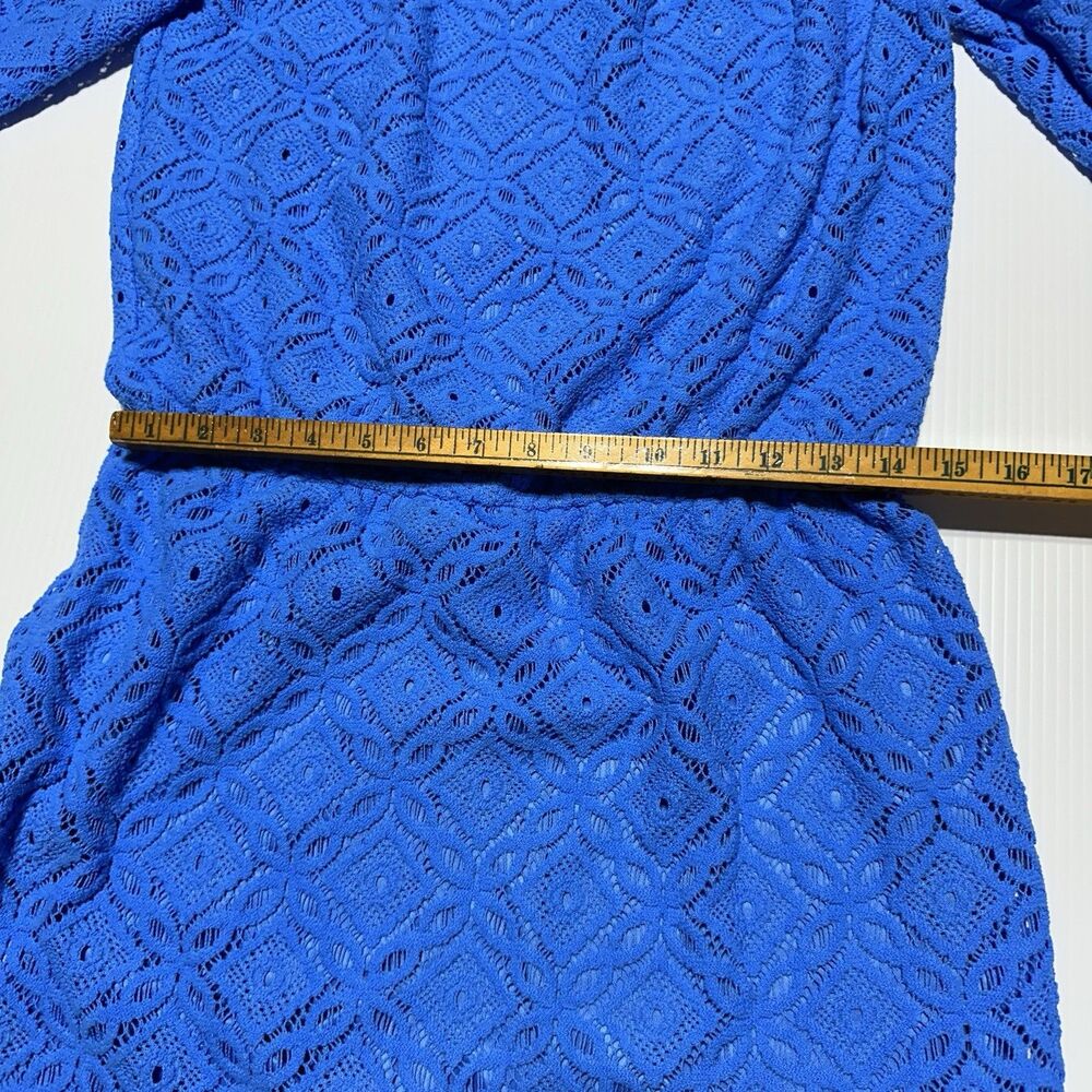 Lilly Pulitzer Lana Skort Romper Dress Blue Thistle Lace Size L Off The Shoulder - Picture 8 of 11